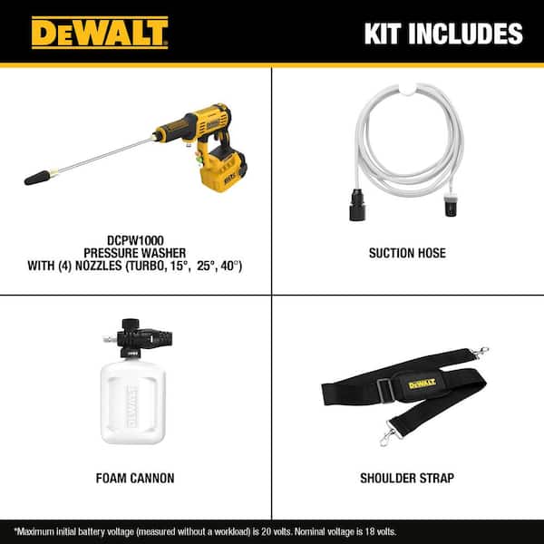 DEWALT DCPW1000 PSI 高圧洗浄機本体　バッテリーセット DEWALT FLEXVOLT 60V MAX 1000 PSI 1.0 GPM Cold Water Cordless