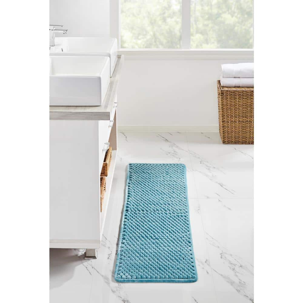 Better Trends Alma Collection 18 in. x 54 in. Blue 25% Cotton and 75%  Polyester Rectangle Bath Rug BAAL1854AQ - The Home Depot