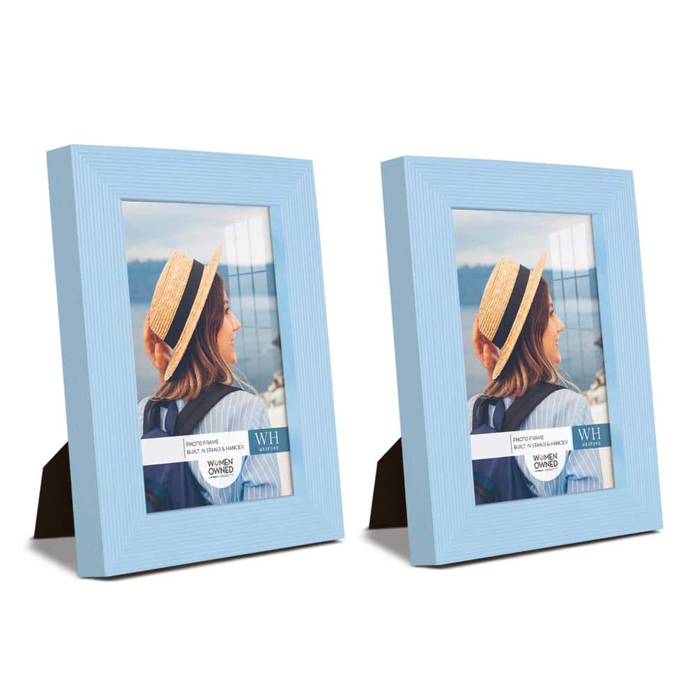 Wexford Home Grooved 3.5 in. x 5 in. Blue Picture Frame (Set of 2