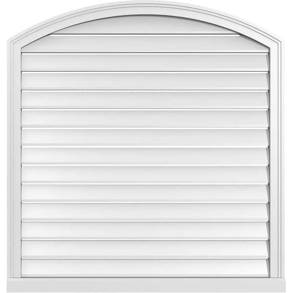 Ekena Millwork 40 in. x 40 in. Arch Top Surface Mount PVC Gable Vent: Decorative with Brickmould Sill Frame