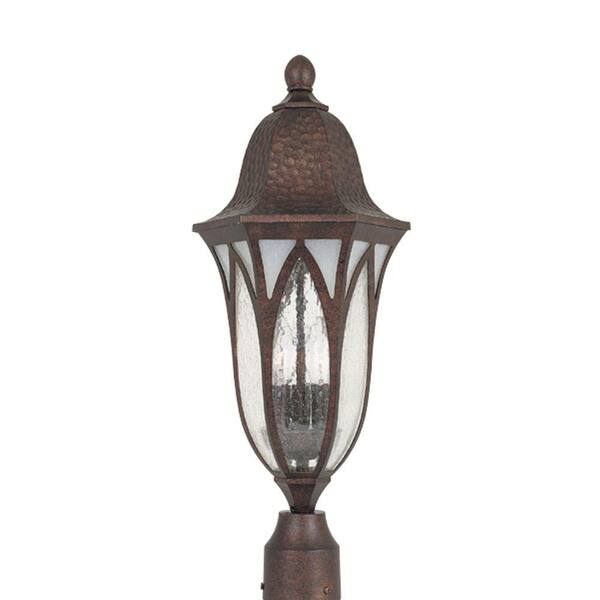 Designers Fountain Berkshire 22.5 in. Burnished Antique Copper 3-Light Outdoor Post Lamp with Clear and Frosted Seedy Glass Shade