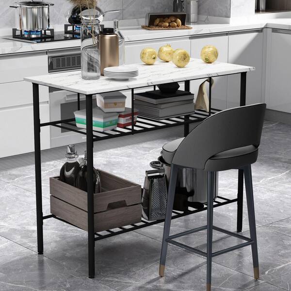 A beautiful kitchen with dark wood cabinets, marble countertops, chairs  sitting at the island, and stainless steel appliances. No brands or names  Stock Photo - Alamy