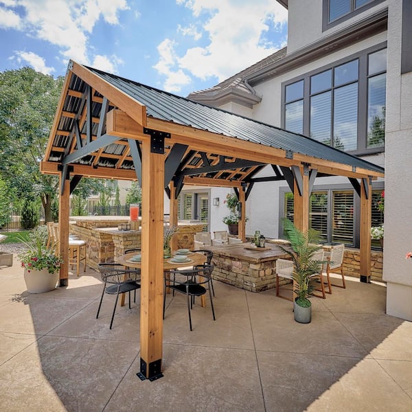RANGE OUTDOOR LIVING Lodge 19 ft. x 14 ft. Light Brown Cedar and