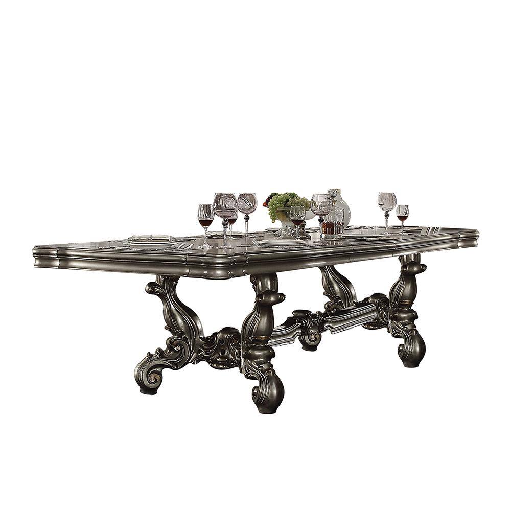 Antique Platinum Extendable Rectangular Wood Dining Table