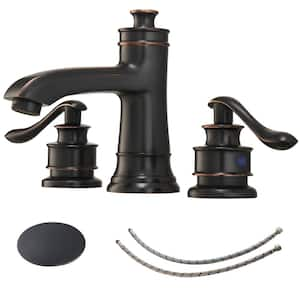 8 in. Widespread Double Handle Bathroom Faucet With Pop-up Drain Assembly in Oil Rubbed Bronze