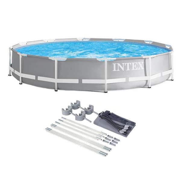 Intex 12 ft. x 30 in. Metal Frame Above Ground Swimming Pool with Pump and Canopy