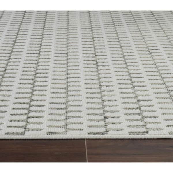 Cream, Beige 4 ft. x 6 ft. Woven Geometric Polypropylene Rectangle Indoor/Outdoor Area Rug