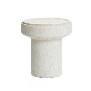 18.5 in. H White Ceramic Round Indoor and Outdoor Side Table