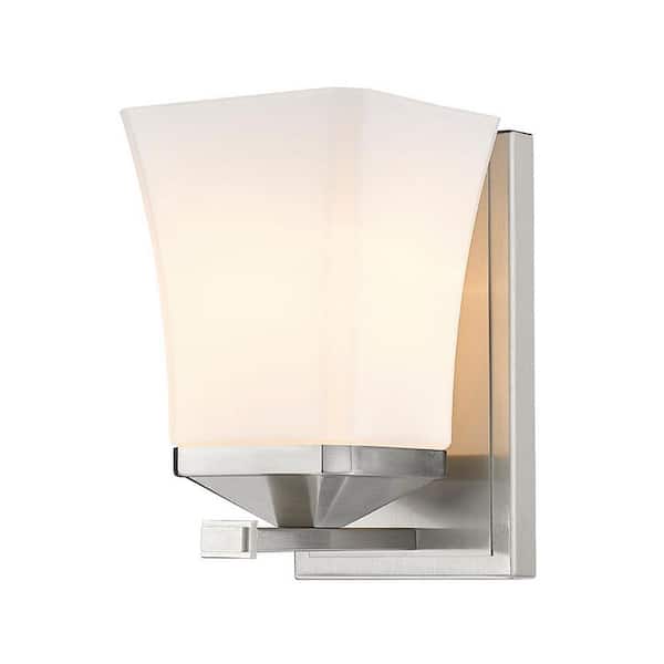 Unbranded Darcy 5 in. 1-Light Brushed Nickel Wall Sconce with Etched Opal Glass Shade