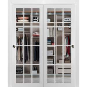 84 in. x 96 in. 1 Panel White Finished Pine Wood Sliding Door with Closet Bypass Hardware
