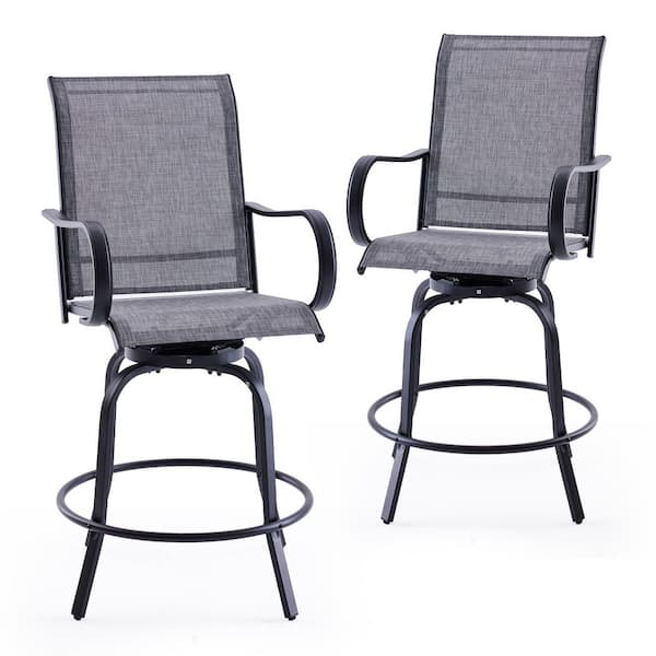 Outdoor Swivel Patio Bar Stools, Metal Outdoor Bar Stool with Textilene Fabric, Outdoor Bar Height Chairs
