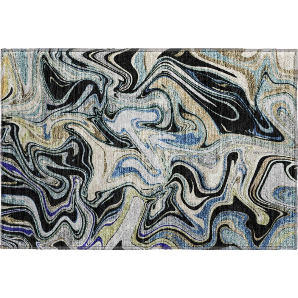Mayfield Premium Machine Washable Abstract AMF2395 Black 3 ft. x 4 ft. Area Rug price history on PriceWatchPro