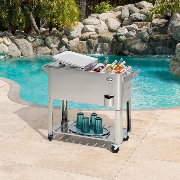 Sunjoy 80 QT. Outdoor Stainless Steel Cooler A601000330 - The Home