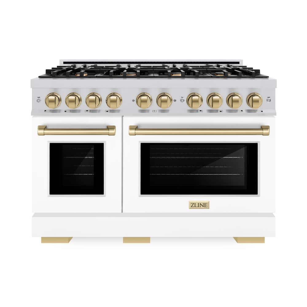 Autograph 48 in. Select Double Oven Dual Fuel Range with 8 Burners in Satin Steel with White Doors and Bronze Accents price history on PriceWatchPro