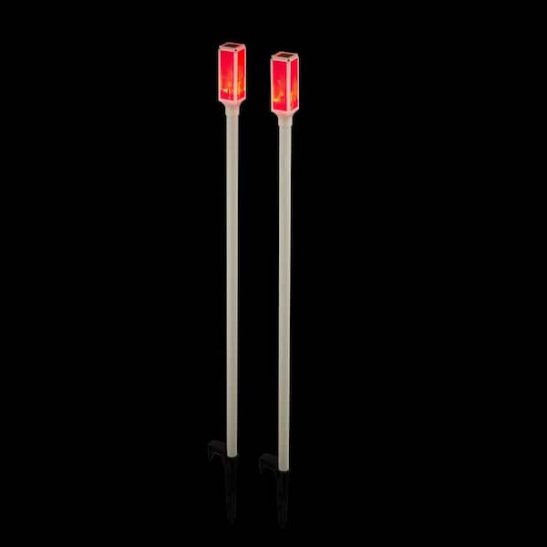 43 in. Tall Outdoor Solar Powered Driveway Markers with Red LED Lights (Set of 2)