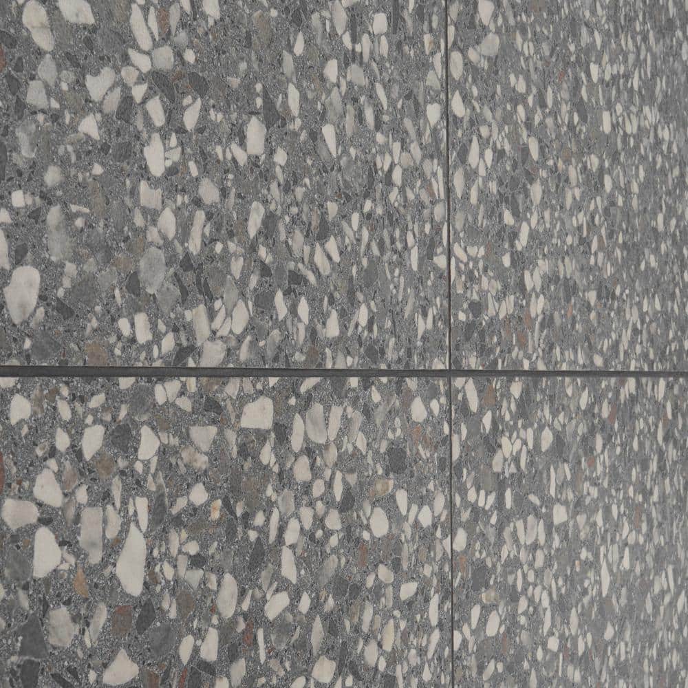 Bryant Charcoal Gray 24" Matte Porcelain Terrazzo Look Tile