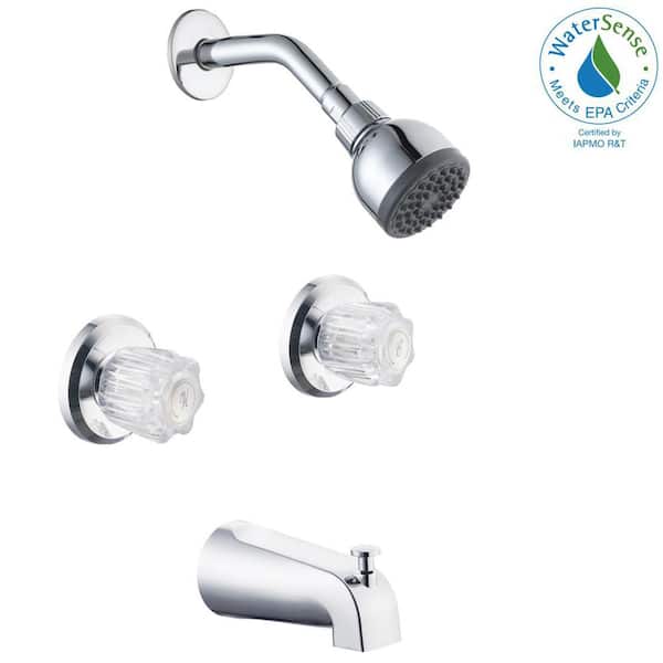 Glacier Bay Aragon 2-Handle 1-Spray Tub and Shower Faucet in Chrome (Valve Included)