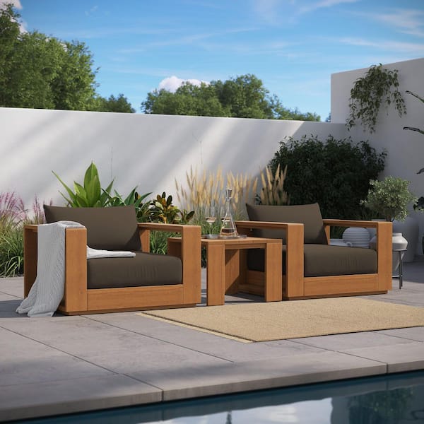 Tahoe Acacia Wood 3-Piece Outdoor Patio Furniture Set in Natural Cocoa