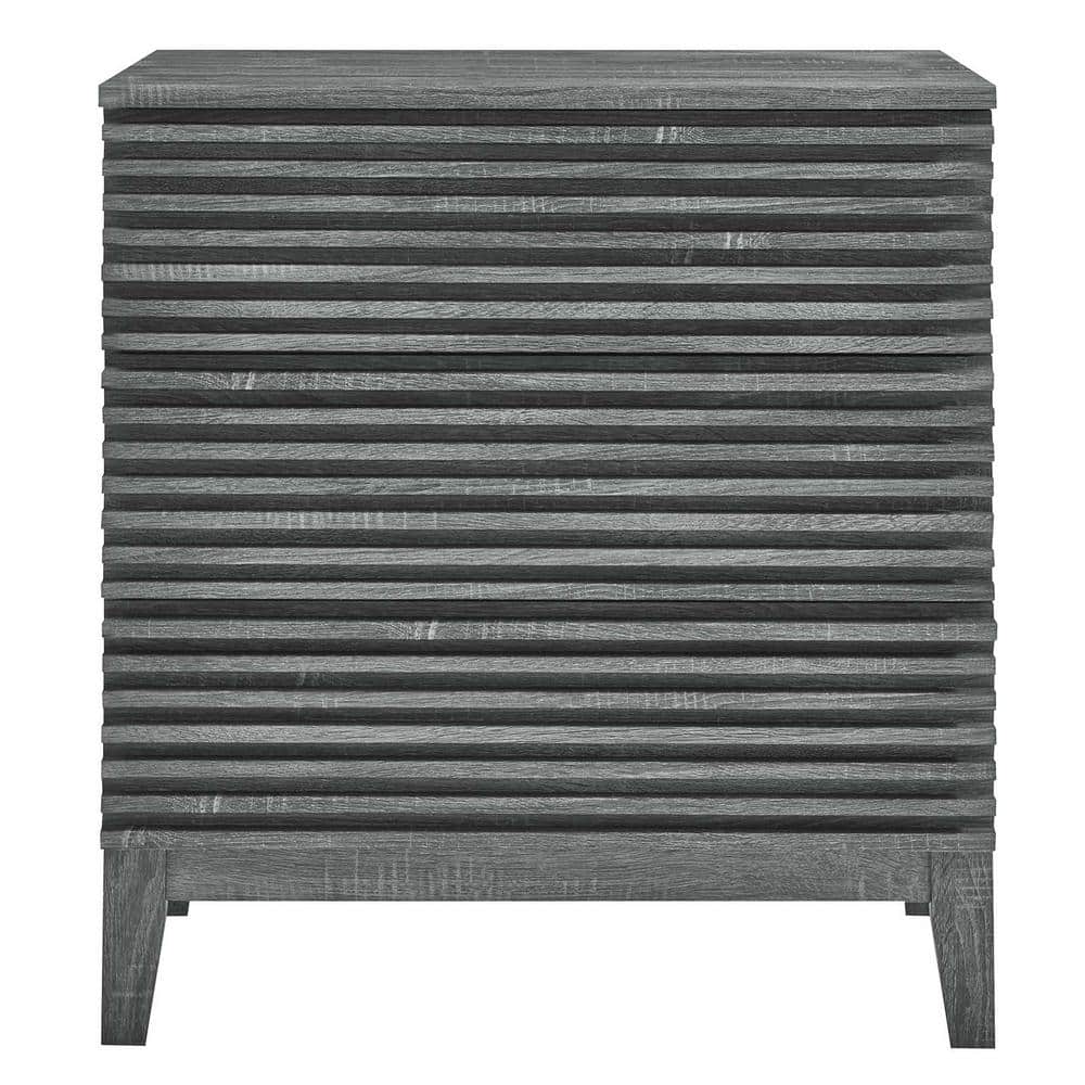 Charcoal Mid-Century 3-Drawer Bachelor's Chest with Tapered Legs