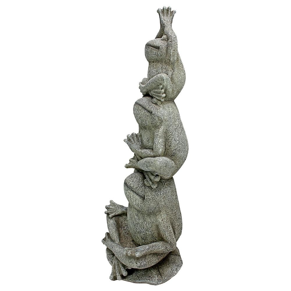 Gray Stone Resin Tower of Yoga Frog Garden Statue