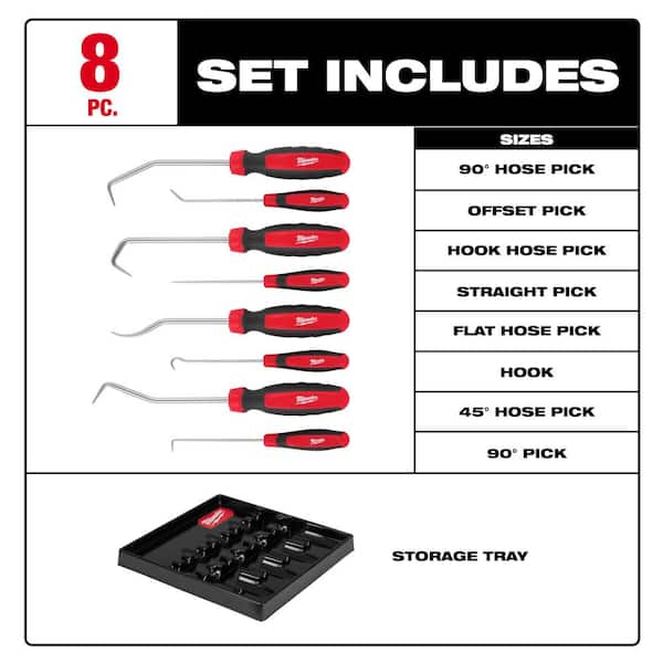 Fits Milwaukee 48-22-9218 All Metal Durable Core Hook/Pick Set - 8 PC 
