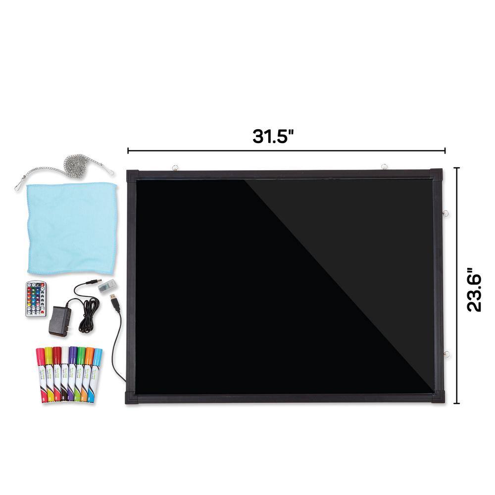 24" x 32" Black LED Illuminated Hanging Message Board