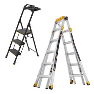 23 ft. Reach MPXT Aluminum Multi-Position Ladder with Project Top/3-Step Pro-Grade Steel Project Ladder (Combo-Pack)