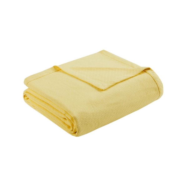 Madison Park Yellow Liquid Cotton King Blanket