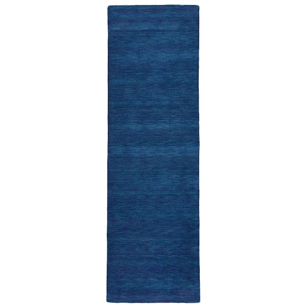 Weave & Wander Celano Dark Blue 3 ft. x 8 ft. Solid Runner Rug