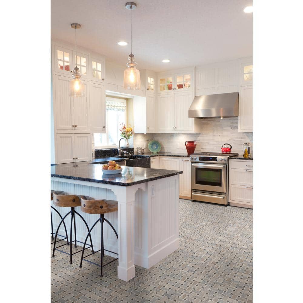 Angora Basketweave 12" x 12" Polished Marble Mosaic Tile