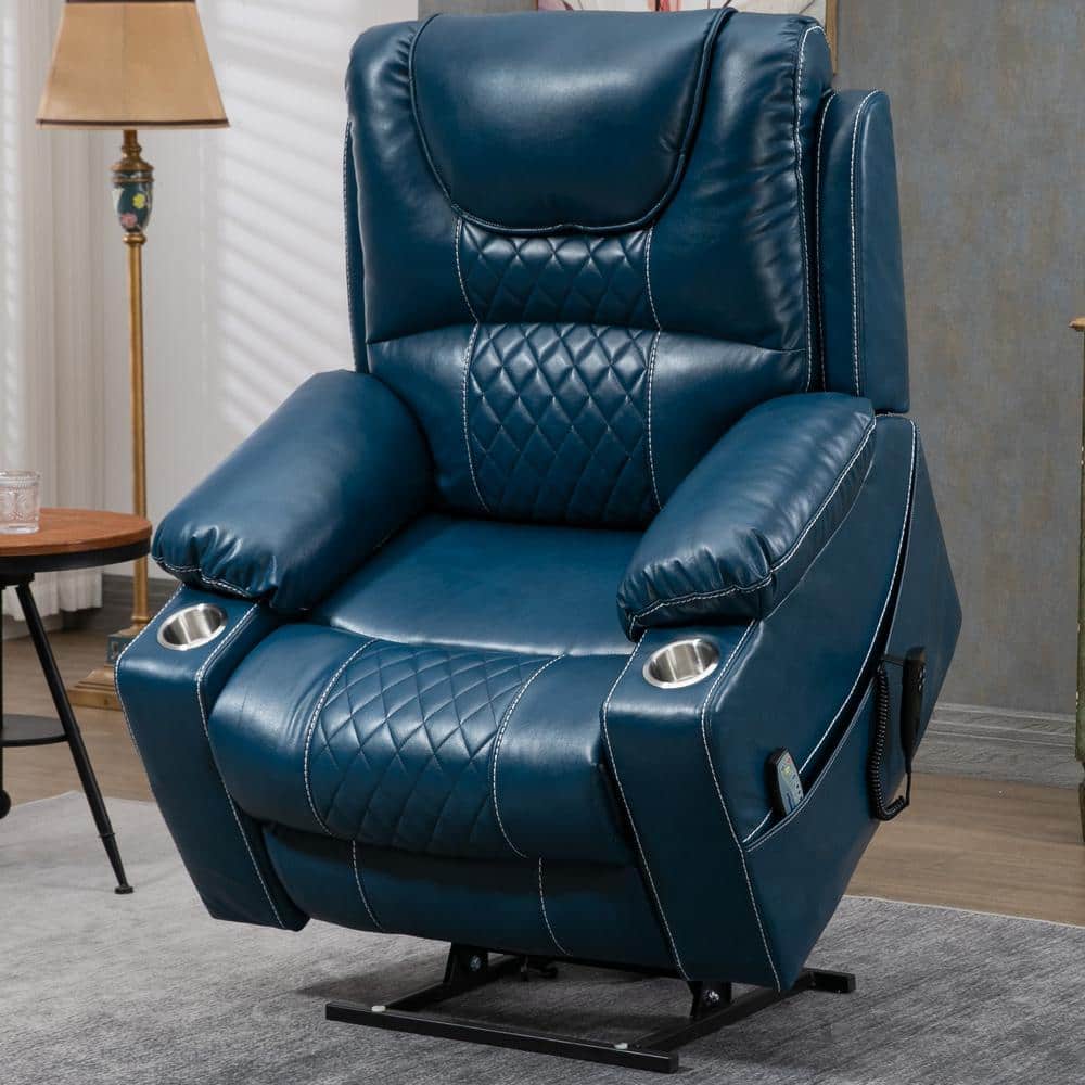 Enhanced Exclusive Oversized Faux Leather Recliner Chair with Massage, Heat