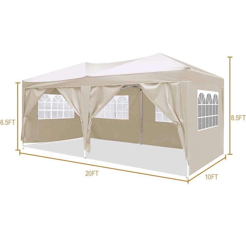 Pro Series 10 ft. x 20 ft. Beige Pop-Up Canopy