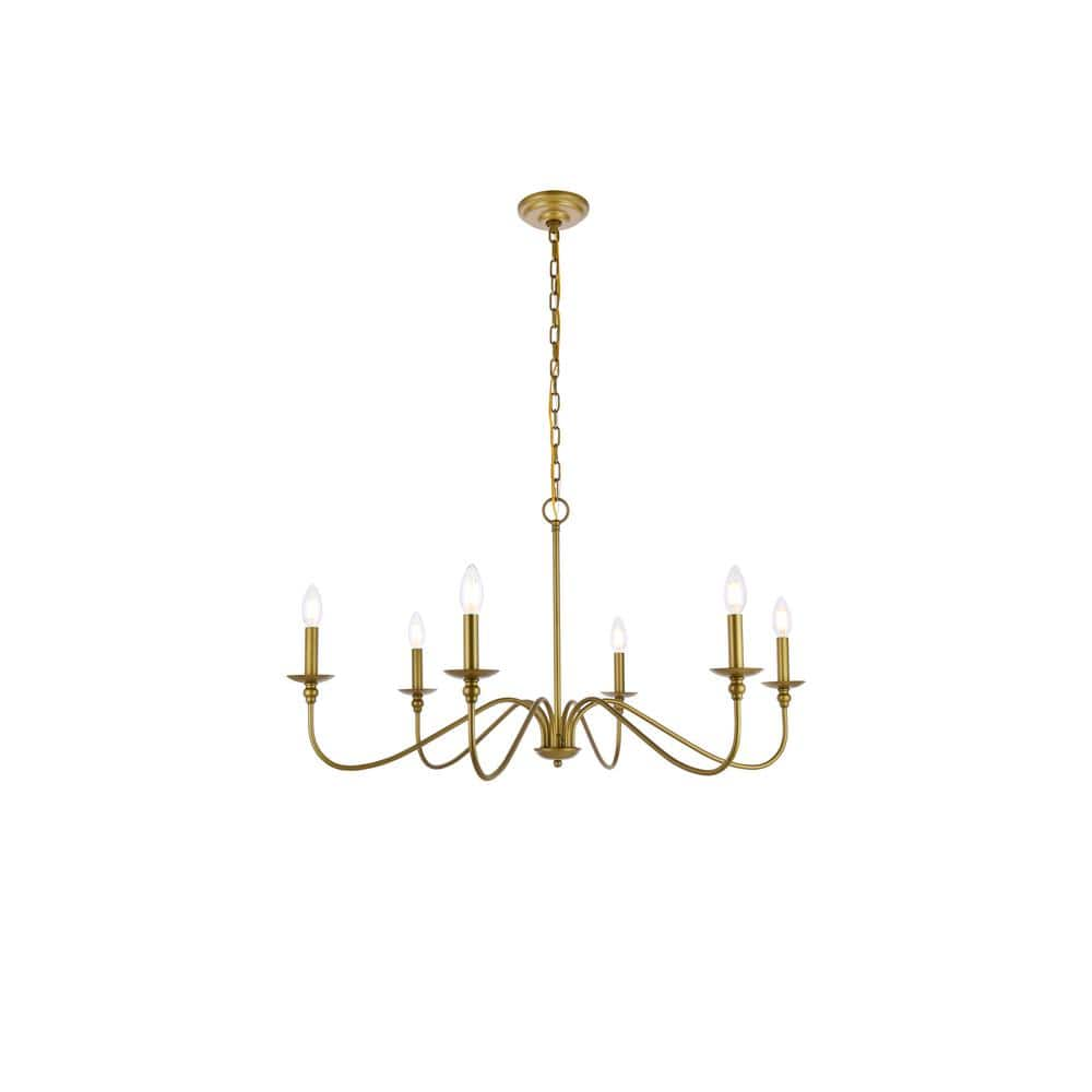 Timeless Home Roman 36 in. W x 19 in. H 6-Light Brass Pendant ...