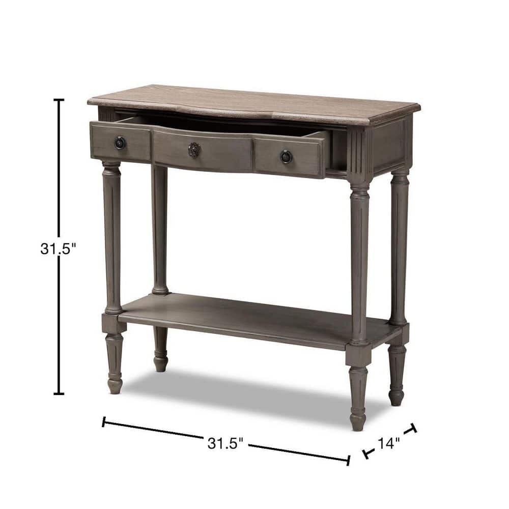 Noelle French Provincial Gray and White 3-Drawer Bayur Wood Console Table