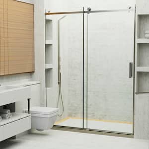 Essen 60 in. W x 76 in. H Sliding Semi-Frameless Shower Door in Chrome Finish with Clear Glass