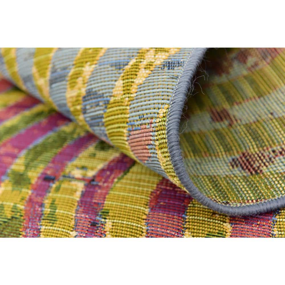 Vibrant Multi-Stripe 10' x 12' Outdoor Synthetic Area Rug