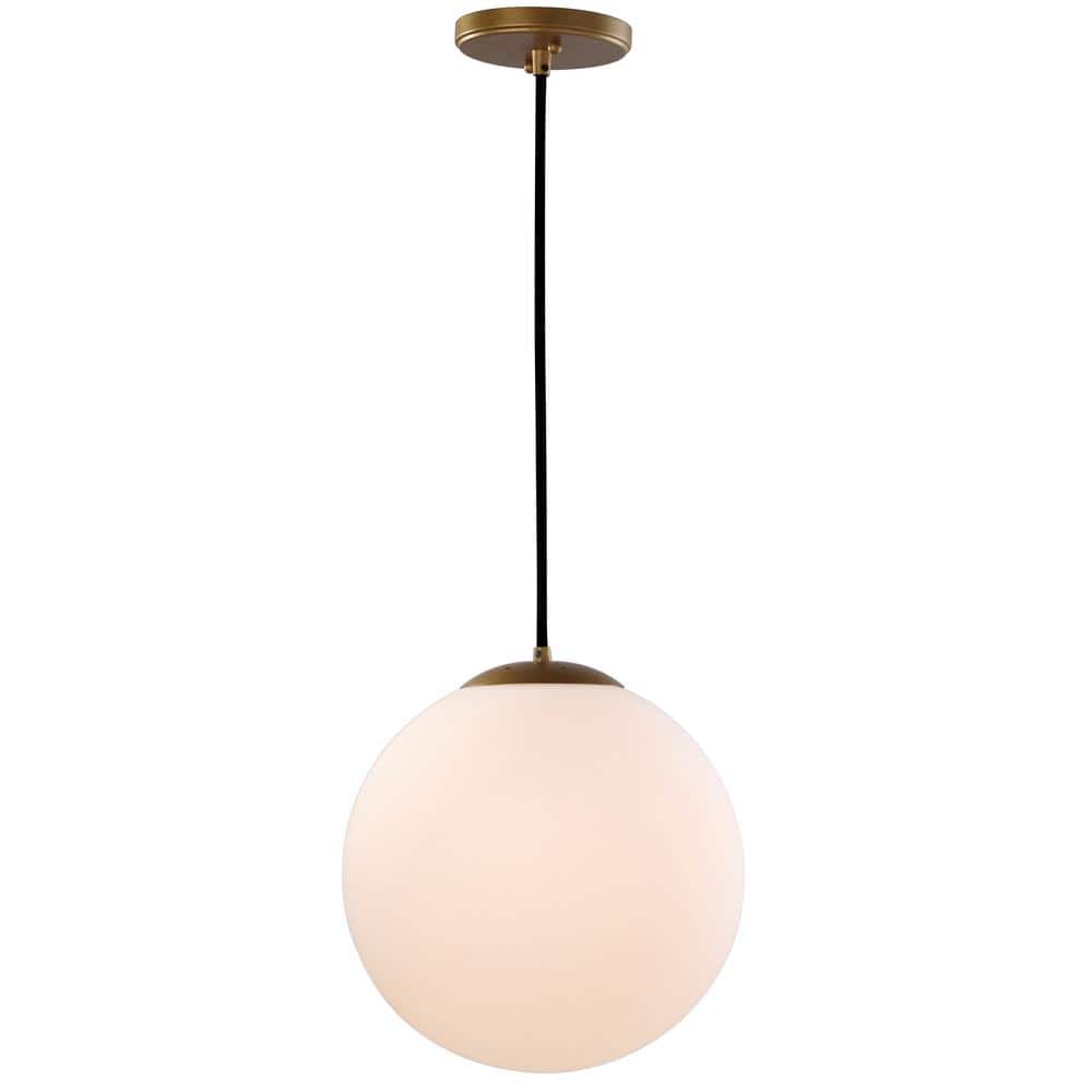 Nelda 11.5" Gold Globe Pendant Light with White Glass Shade