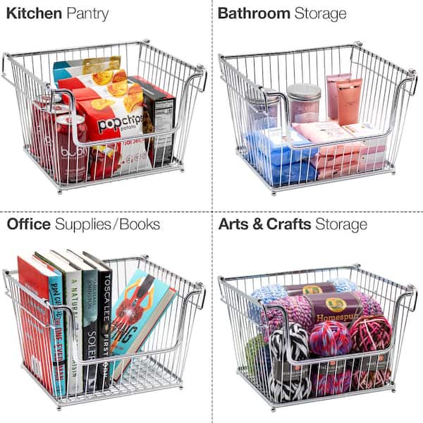 Sorbus Metal Wire Storage Baskets, Kitchen Pantry Organizer, Chest Freezer Organizer Bin, Storage Bins for Home, Bathroom, Laundry Room, Closet
