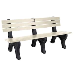 Aurora 6ft 3-Person Whitewash Recycled Plastic Outdoor Traditional Park Bench
