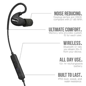 PRO Bluetooth Hearing Protection Earbuds, 27 dB Noise Reduction Rating, OSHA Compliant Ear Protection for Work (Black)