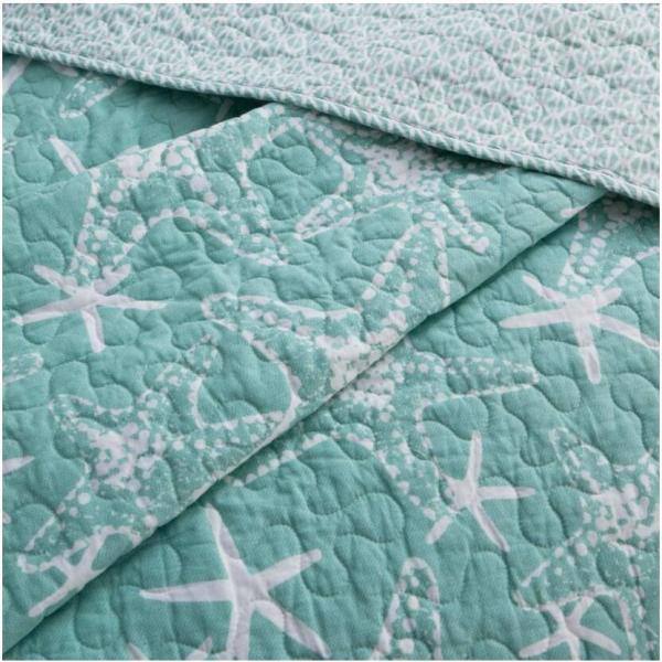 King Blue Cotton Reversible Nautical Quilt Set