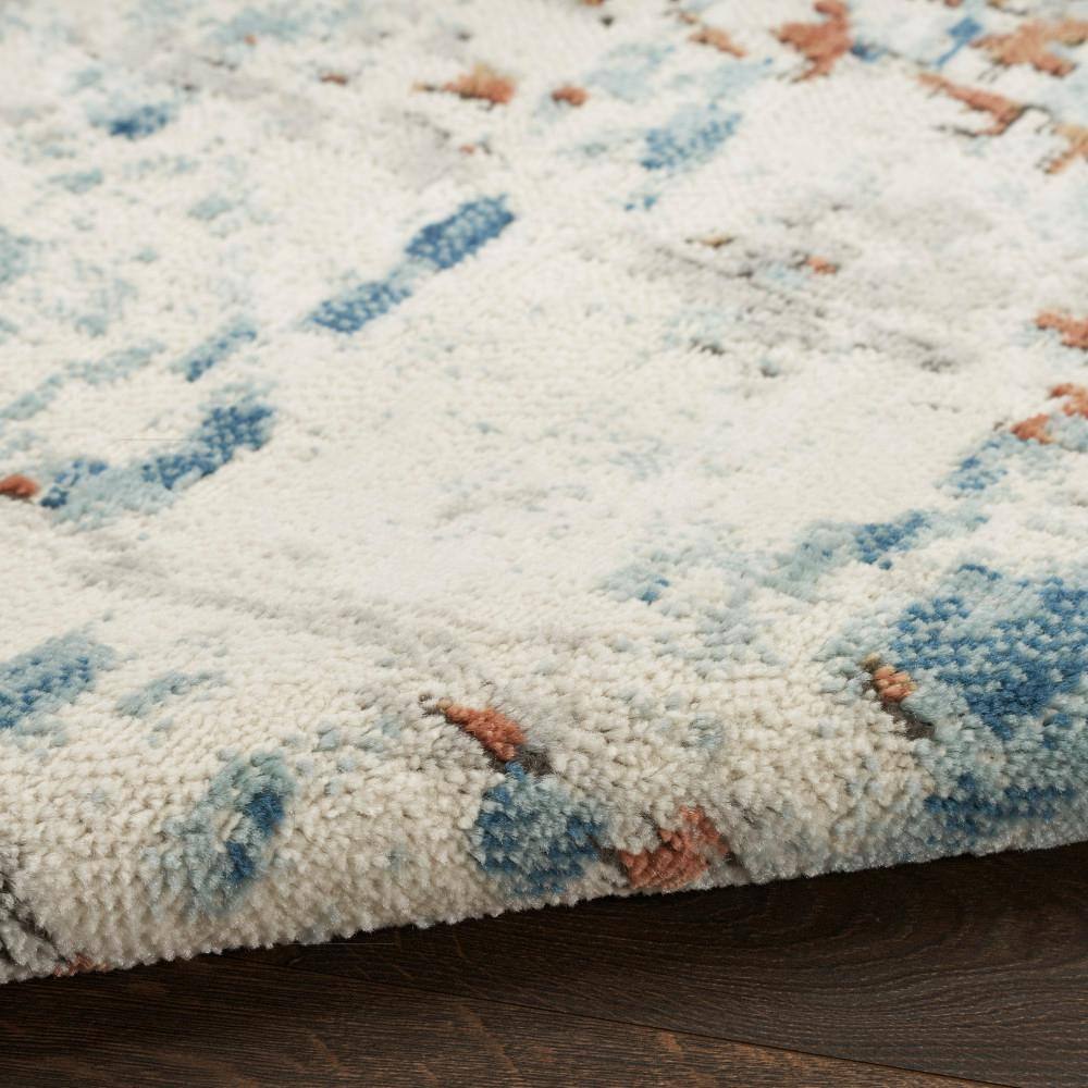 Handmade Beige Blue Rust Rectangular Abstract Synthetic Rug 8' x 10'
