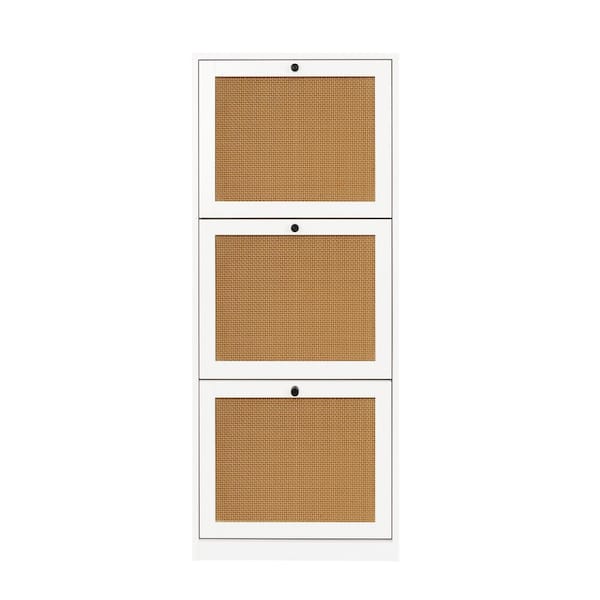 Aupodin 48 in. H x 28.9 in. W White Rattan Shoe Storage Cabinet