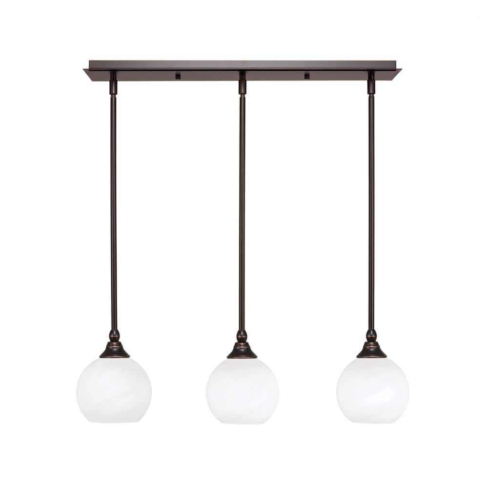 Livingston 100-Watt 3-Light Brown Shaded Pendant Light with 5.75 in. White 