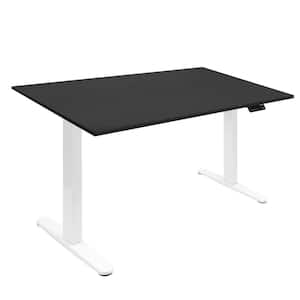 Electrical 55 in. Rectangular Black MDF Desk with Anti-Collision Ultra Quiet Dual Motor 2-Stage Telescoping Legs