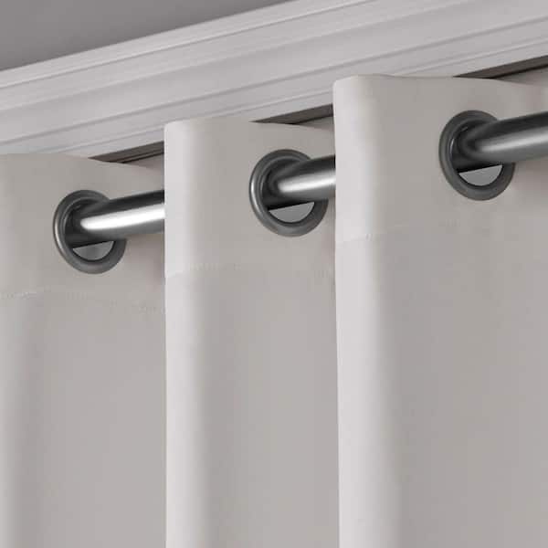 Sateen Patio Vanilla Solid Woven Room Darkening Grommet Top Curtain, 100 in. W x 96 in. L