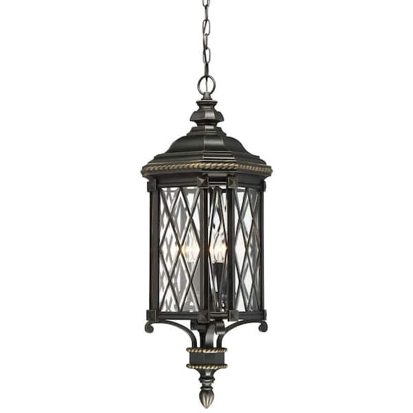 the great outdoors by Minka Lavery Bexley Manor 4-Light Black with Gold Highlights Chain Hung
