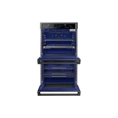 30 in. Double Electric Wall Oven with Steam Cook and Dual Convection in Black Stainless Steel