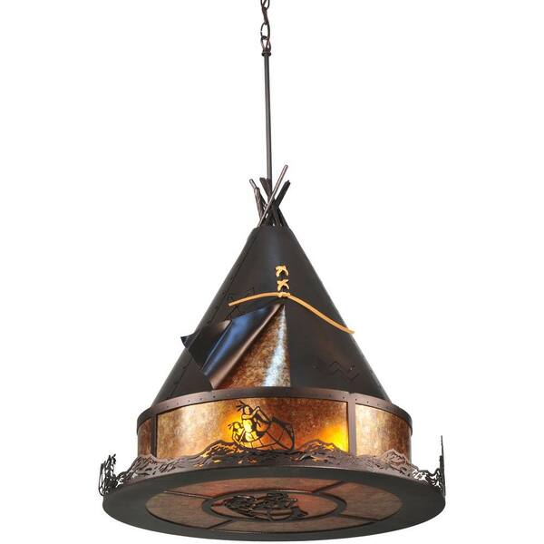 Illumine 4 Light Teepee Athabasca Pendant Mahogany Bronze Finish Mica Glass