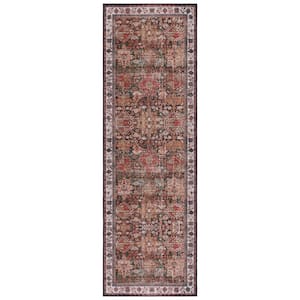Tuscon Ivory/Green 3 ft. x 8 ft. Machine Washable Floral Border Runner Rug